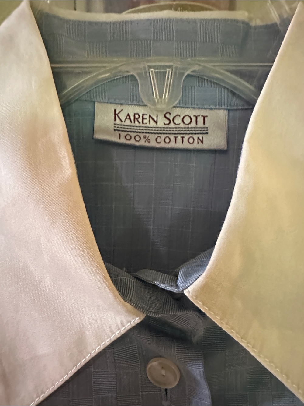 Karen Scott Light Blue Button-Down Shirt with White Collar and Cuffs - Picture 2 of 8